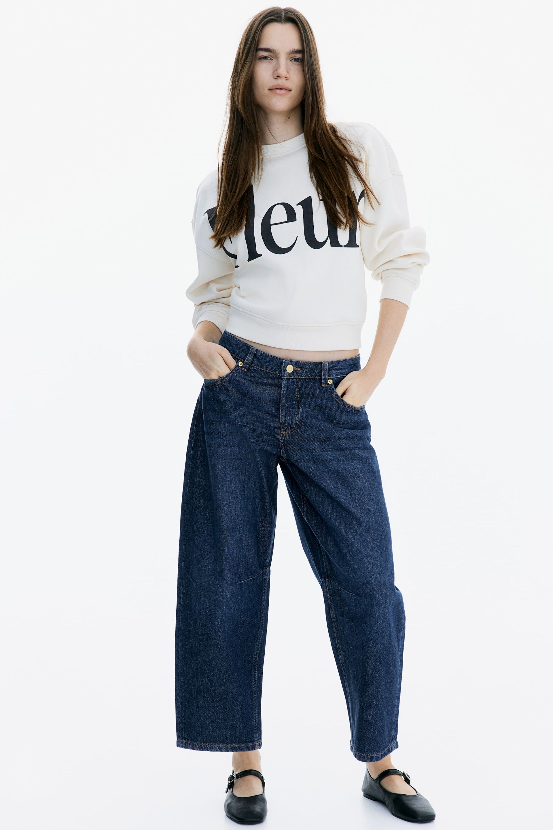 Barrel Regular Cropped Jeans - Black