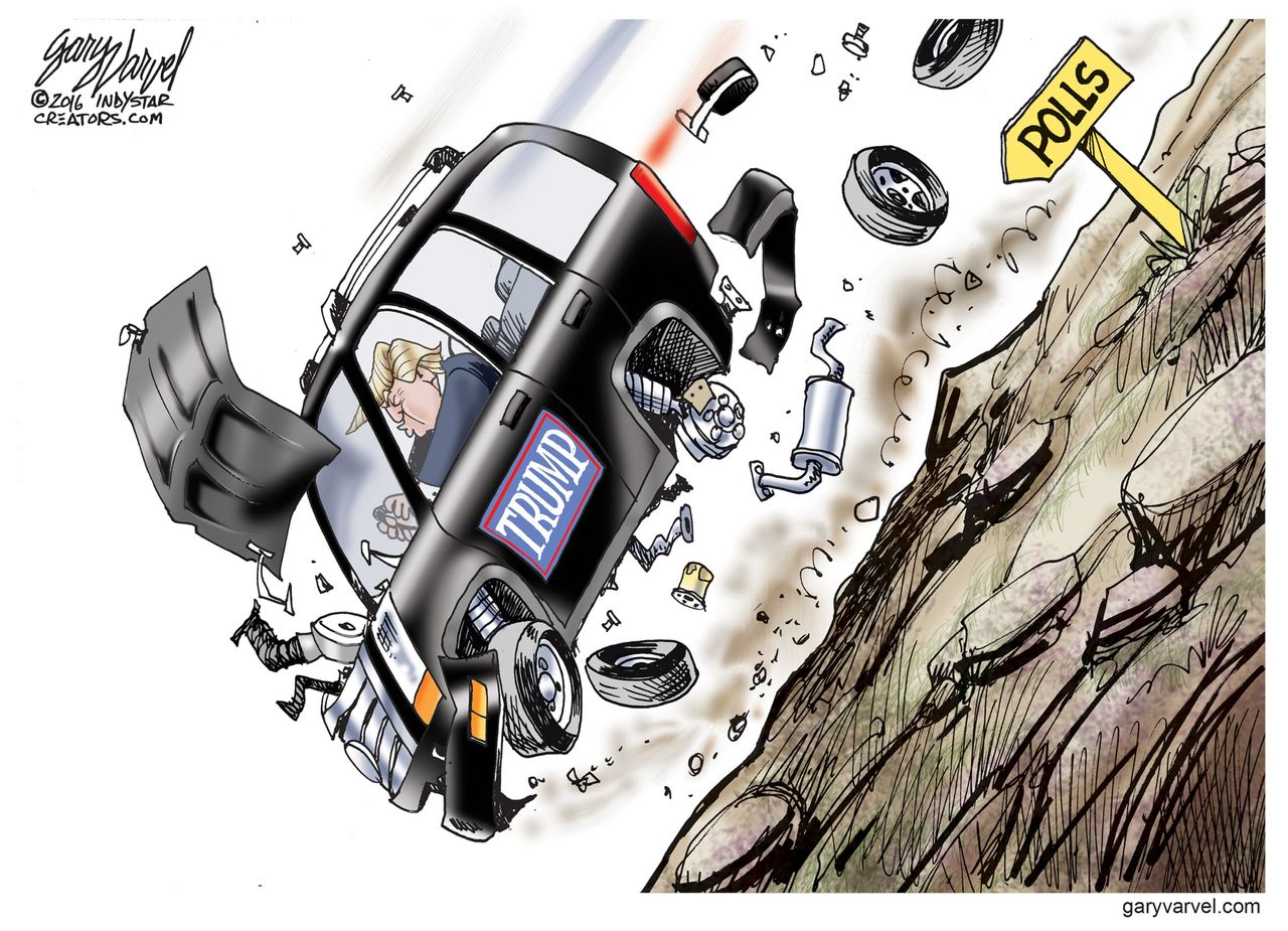 Political Cartoon&amp;amp;nbsp;U.S. Trump Driving Cliff