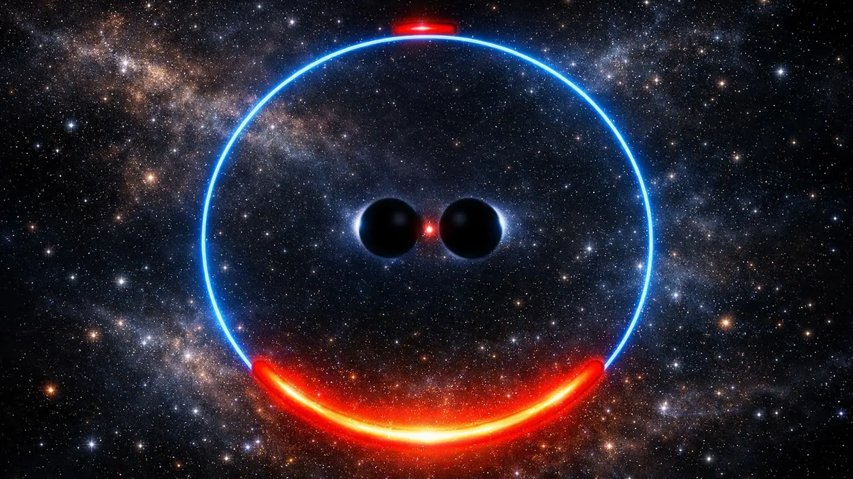 Image for Starlight warped in the fabric of spacetime could help us find hidden black holes dancing together