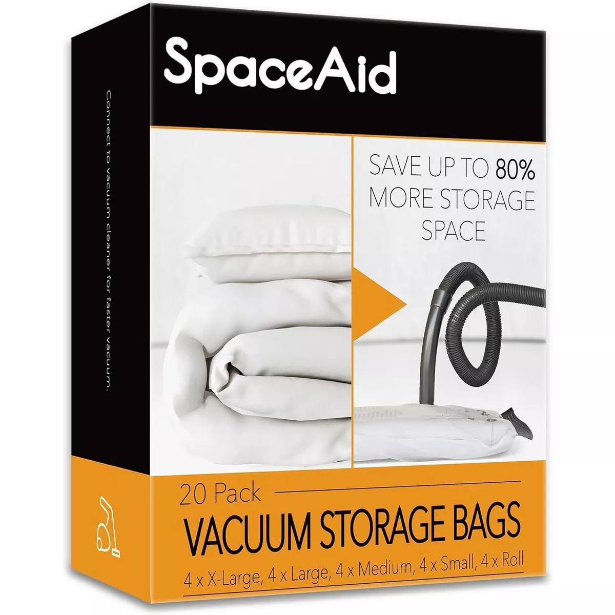 20 Pack Vacuum Storage Bags(4 Jumbo/4 Large/4 Medium/4 Small/4 Roll), Space Saver Sealer Compression Bags