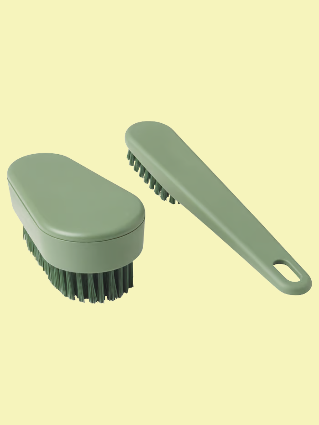 A pair of green scrubbing brushes