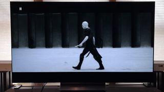 LG C4 OLED TV showing man walking