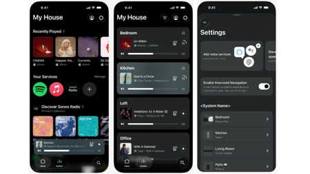 Screenshots of the Sonos app update july 2026