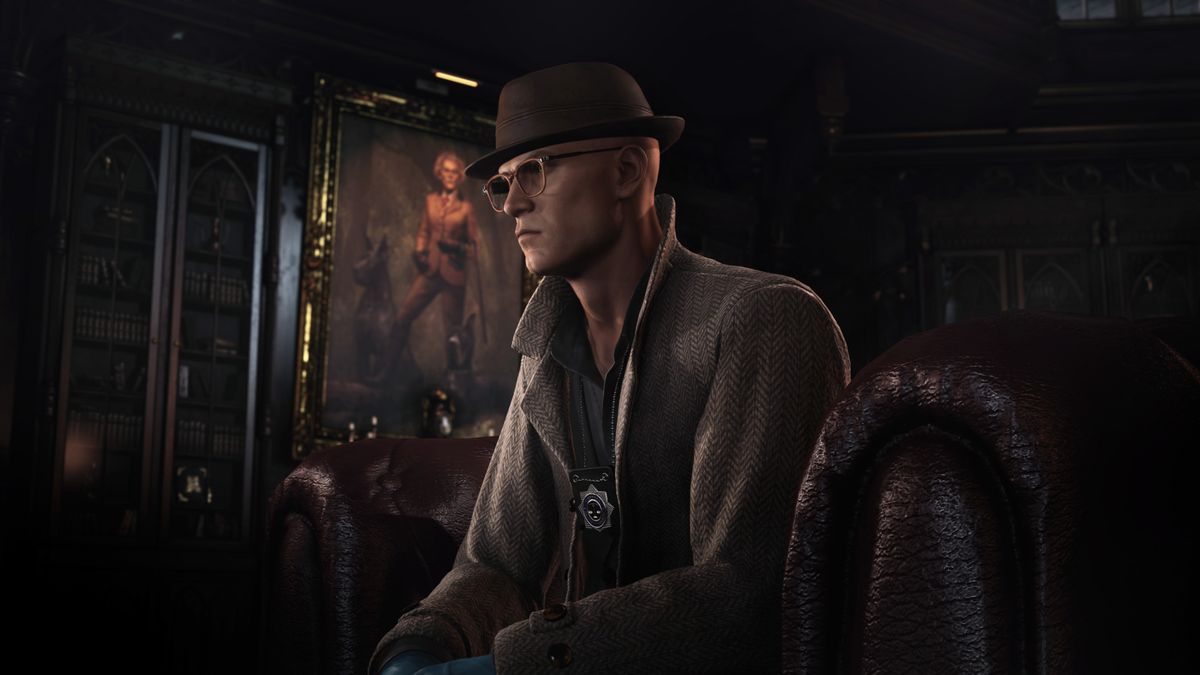 Hitman keypad codes — Agent 47 sitting in Dartmoor while assuming his detective persona.