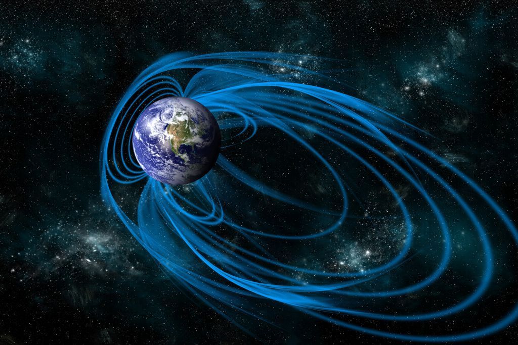 An illustration of Earth&#039;s magnetic field.