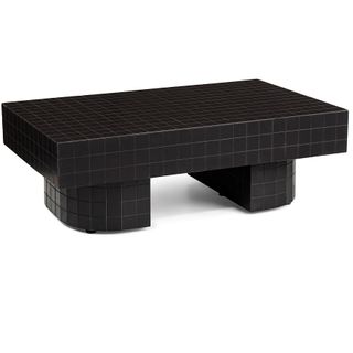 A black tile coffee table