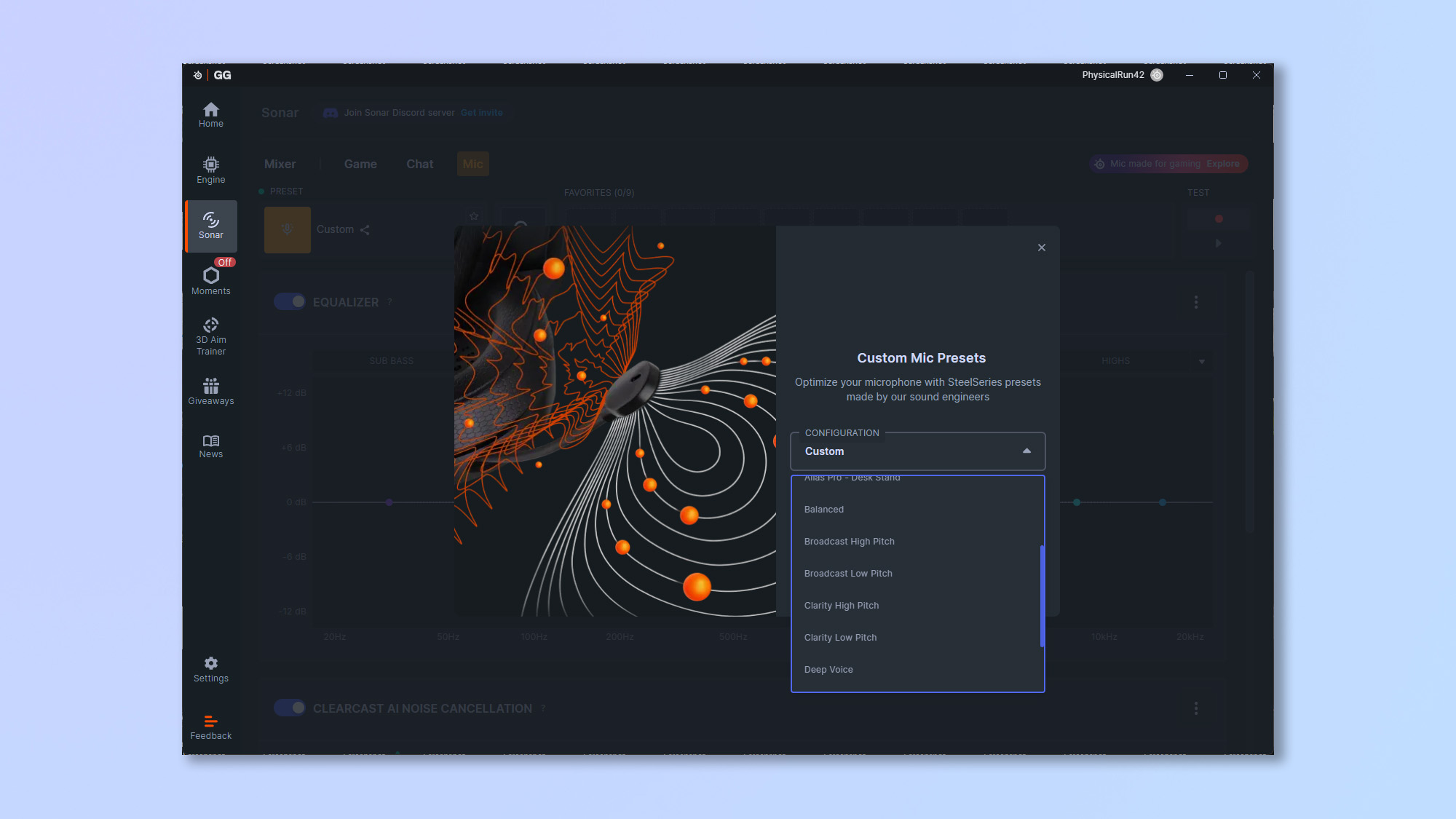 The SteelSeries GG app