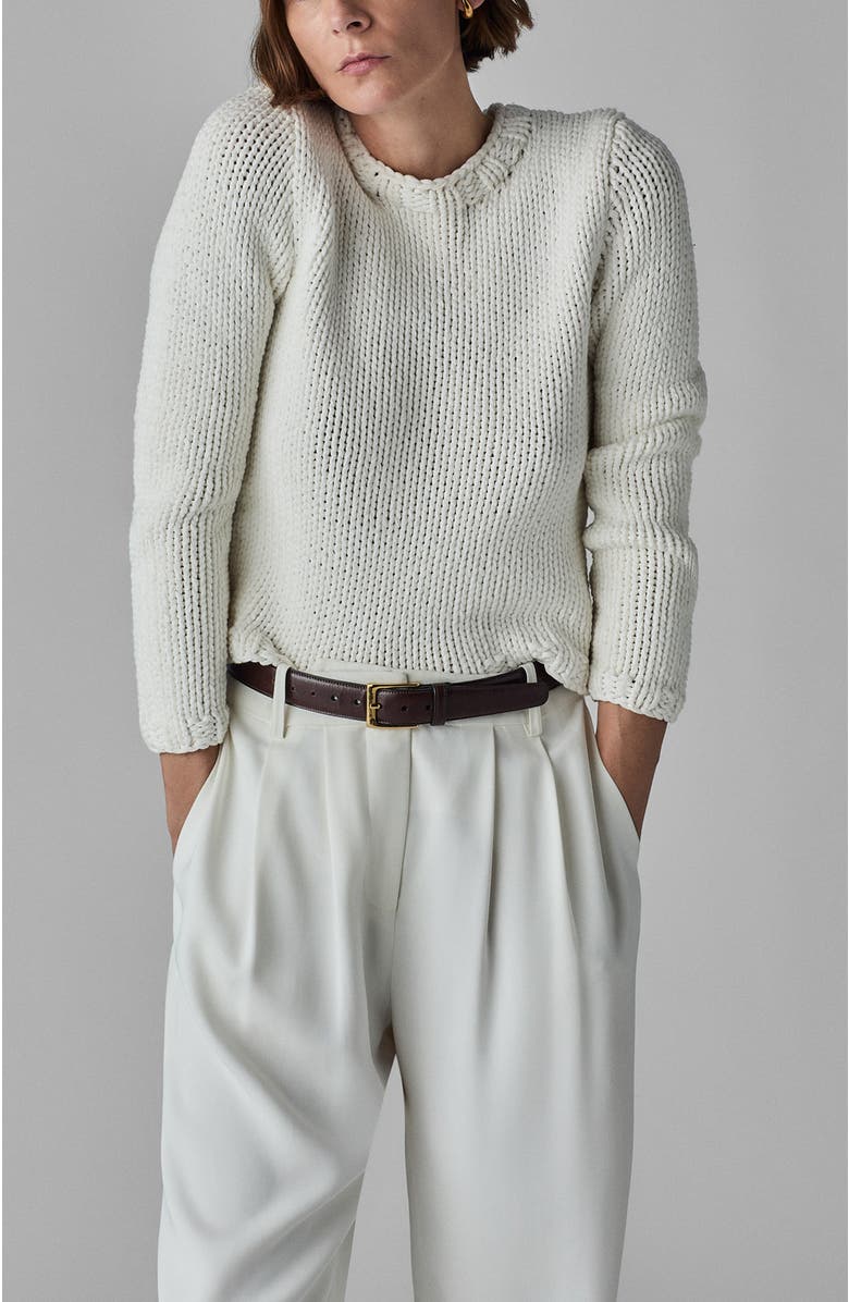 Handknit Crew Sweater in Cotton