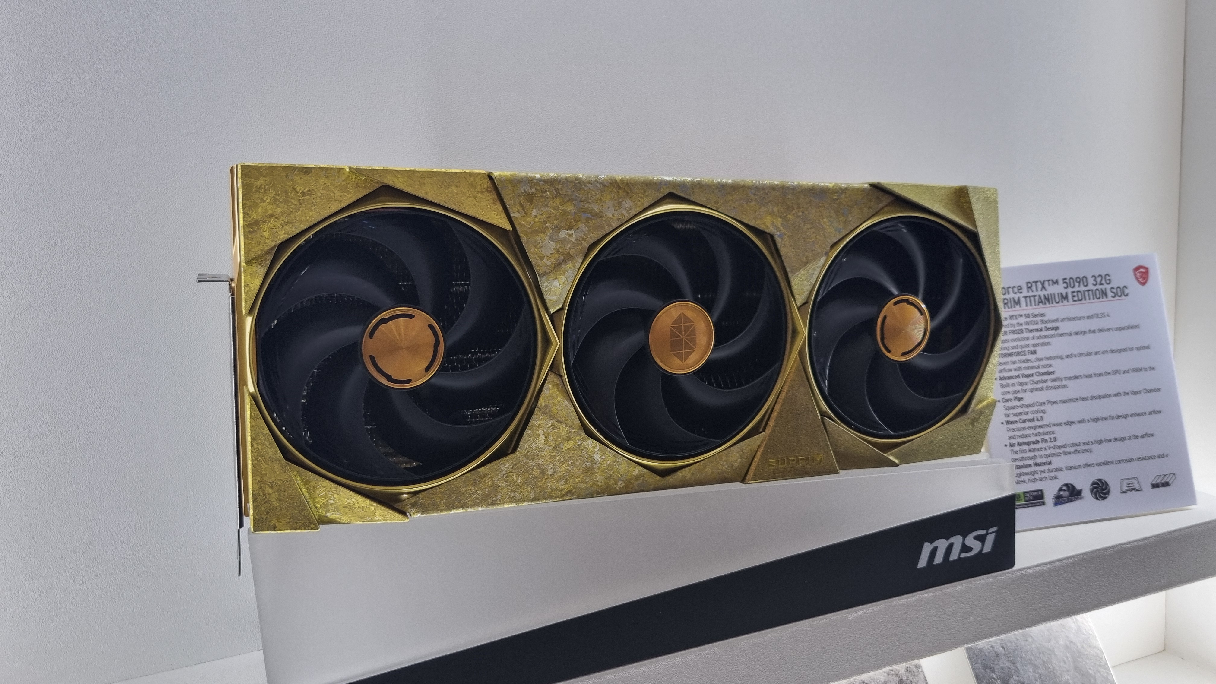 The MSI GeForce RTX 5090 32G Suprim Titanium Edition SOC at Computex 2025