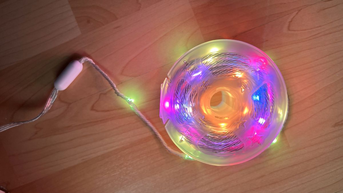 Govee Christmas String Lights on a small tree during testing