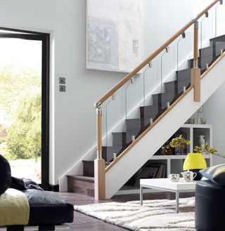 Modern Fusion Glass Balustrade System by Richard Burbidge on a modern staircase