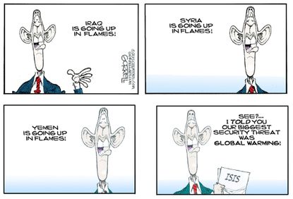 Obama cartoon World ISIS Climate Change