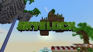 Minecraft servers - the Skyblock server logo floating in the sky