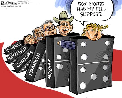 Political cartoon U.S. Trump Roy Moore sexual assault