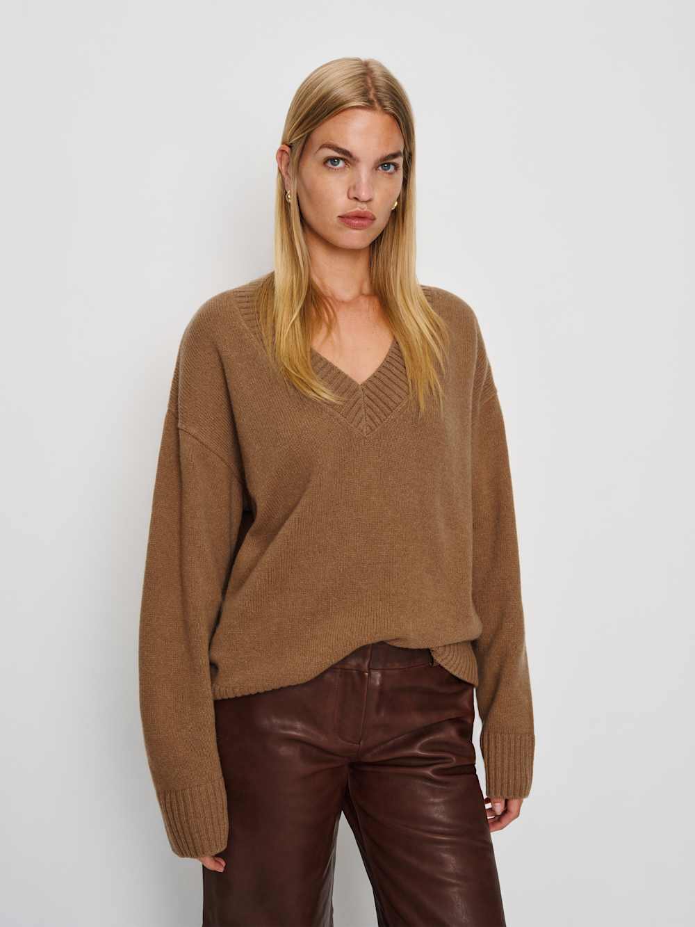 Jadey Cashmere Oversized V-Neck Sweater