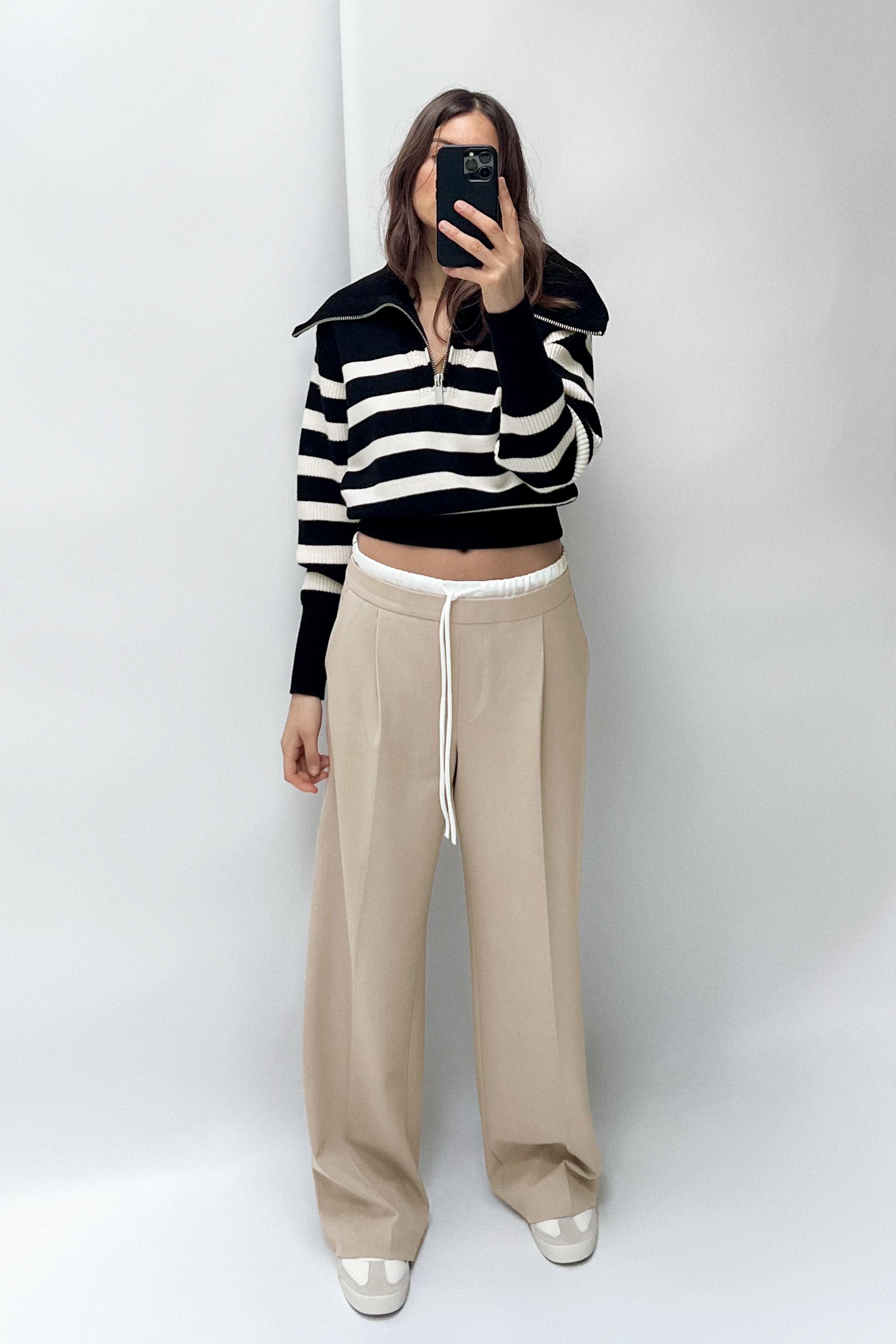 Wide-Leg Trousers With Double Waistband