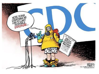 Editorial cartoon Ebola CDC pants down