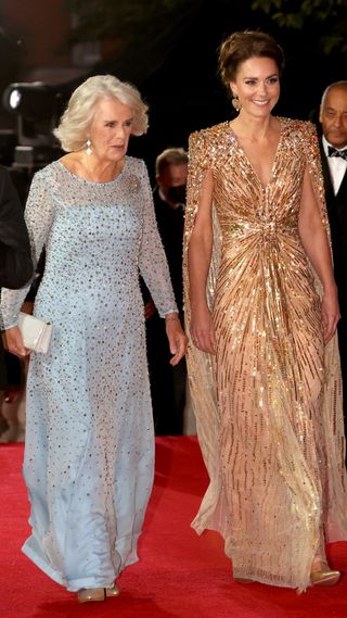 Queen Camilla and Kate Middleton at the Bond premiere