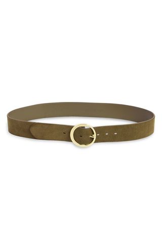 Oversize Buckle Suede Belt