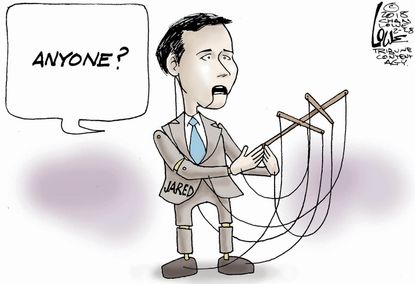 Political cartoon U.S. Jared Kushner security clearance downgrade puppet