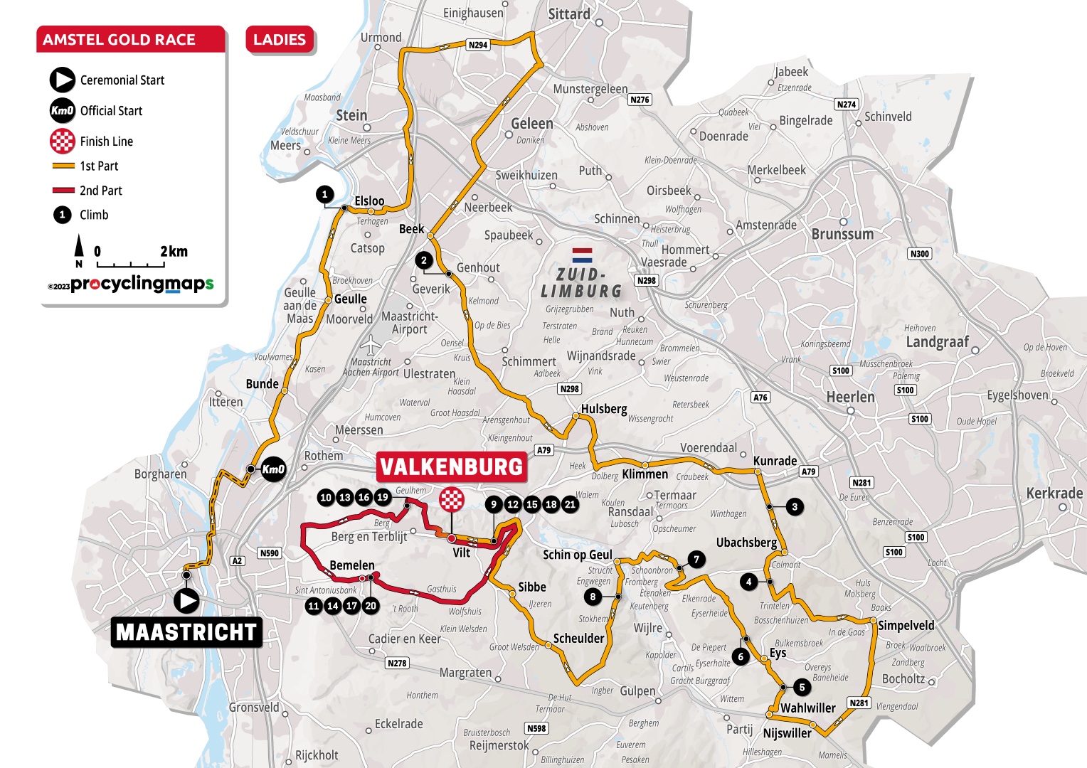 Amstel Gold Race Ladies Edition Mapa de ruta 2023