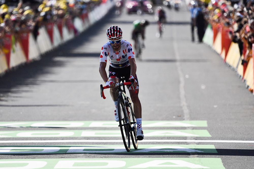 Julian Alaphilippe finishes second on stage 14 at the tour de France