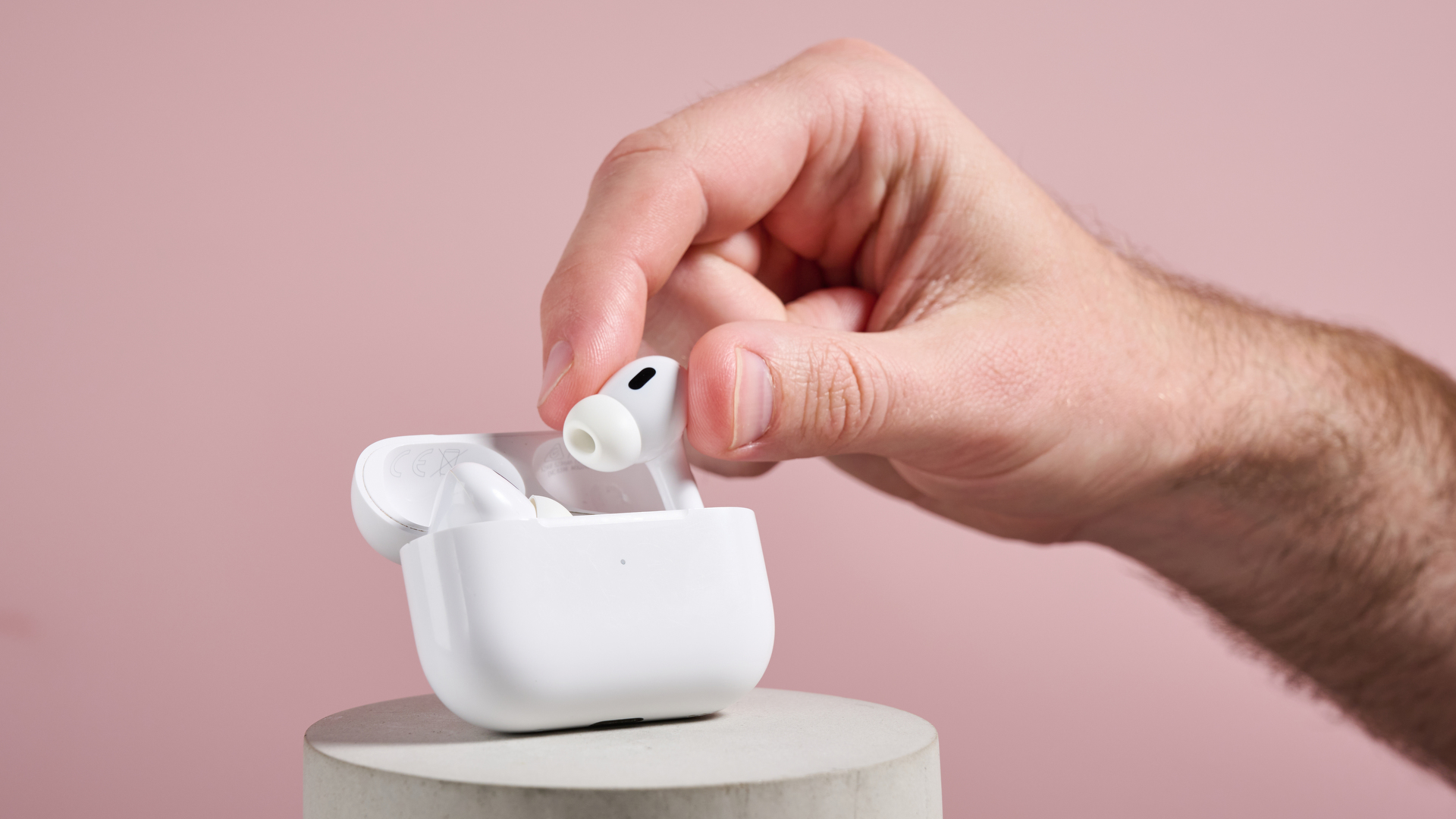 The AirPods Pro 2 being taken out of their case