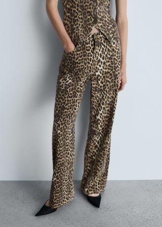 Leopard-Print High-Waist Straight-Fit Jeans - Women | Mango United Kingdom