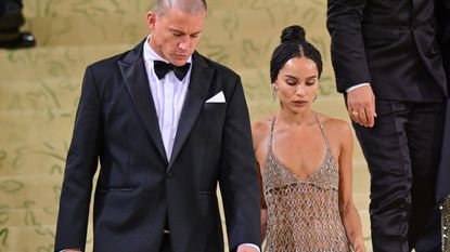 Channing Tatum and Zoe Kravitz leave the 2021 Met Gala Celebrating In America: A Lexicon Of Fashion at Metropolitan Museum of Art on September 13, 2021 in New York City