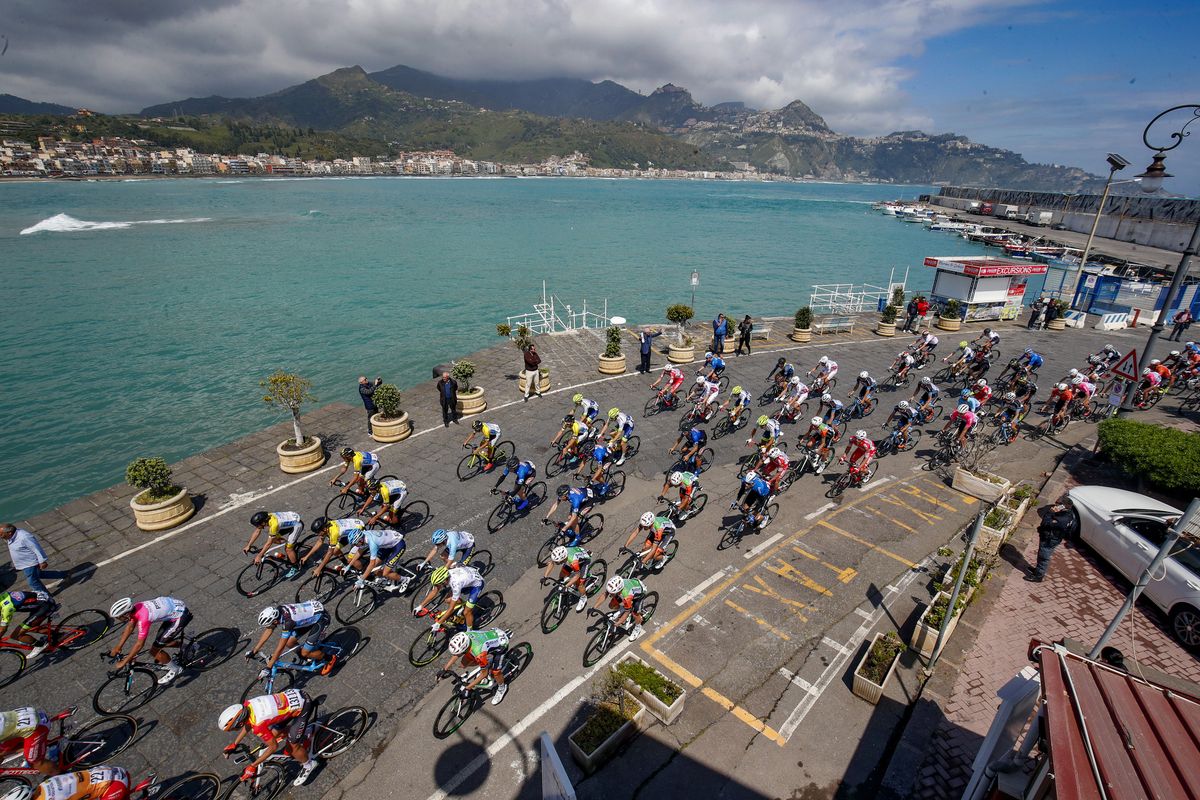 The riders started on the coast and finished on the misty slopes of the Mount Etna volcano