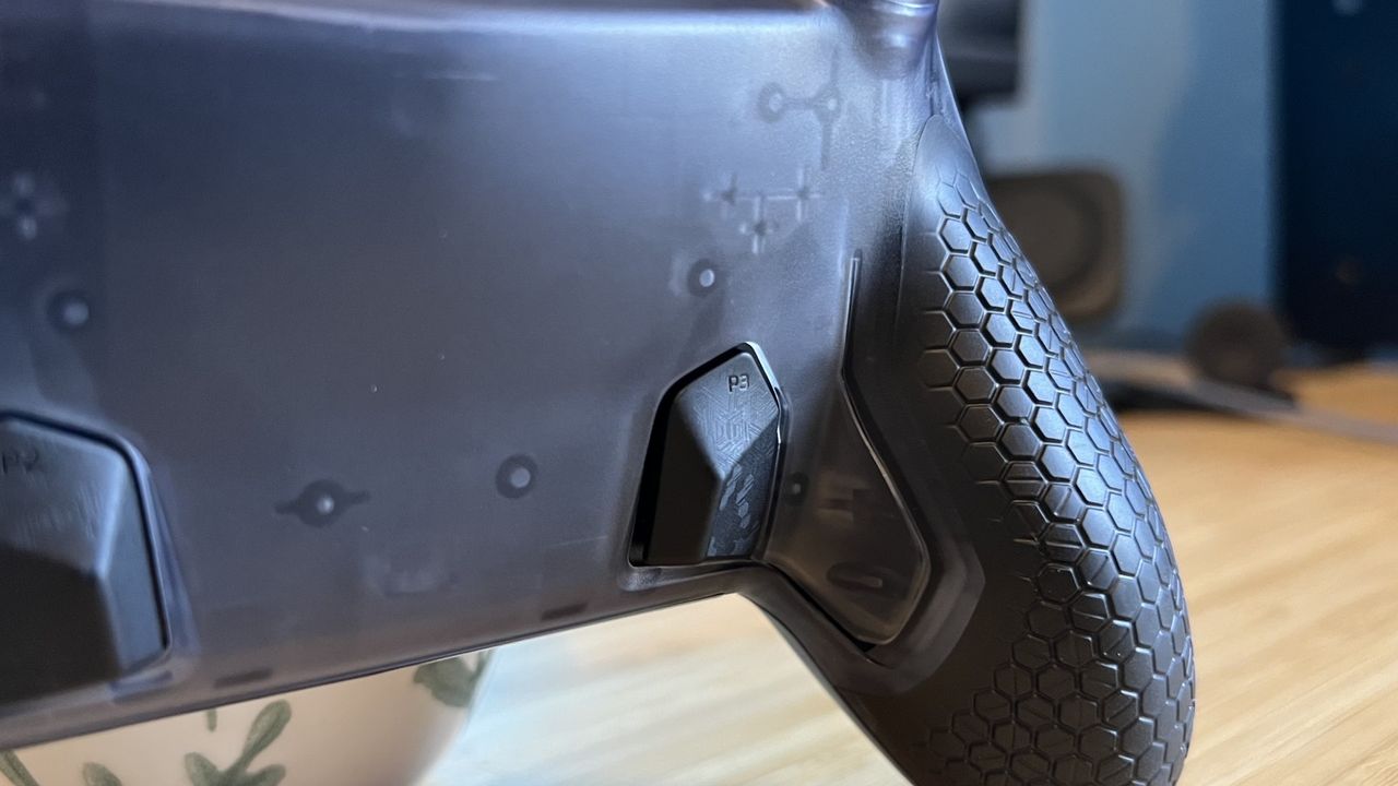 Close up on back button arrangement of Scuf Omega PS5 controller