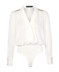 Cupro Shirt Bodysuit in White, £149.00 | Holland Cooper