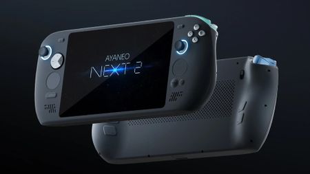 The Ayaneo Next 2 handheld gaming console in Polar black color