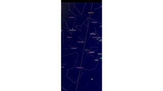 Main page of the Sky Map app showing constellations and gridlines.
