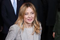 Giorgia Meloni, Prime Minister of the Italian Republic, attends the Milan Furniture Fair (Salone Internazionale del Mobile.Milano) during the Milan Design Week 2026 at Rho Fieramilano on April 21, 2026, in Milan, Italy. (Photo by Alessandro Bremec/NurPhoto)