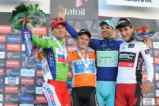 The Arctic Race of Norway classification winners on the final podium