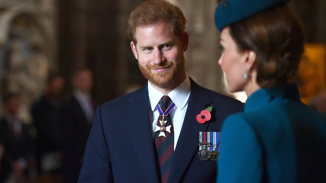 Catherine, Duchess of Cambridge and Prince Harry, Duke of Sussex attend the ANZAC Day Service of Commemoration and Thanksgiving at Westminster Abbey on April 25, 2019 in London, United Kingdom.