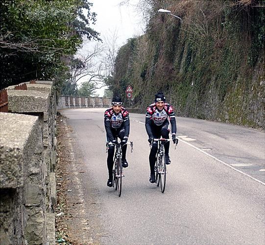Out training with Karsten Kroon and Fabian Cancellara around Lake Como on the Thursday before Milan-San Remo