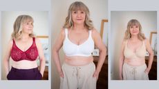 Julie Player wearing 3 minimiser bras