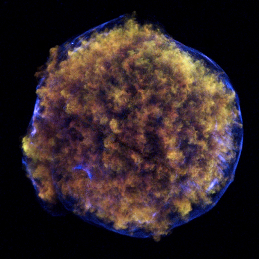 This new image of Tycho&#039;s supernova remnant, Tycho for short, contains striking new evidence for what triggered the original supernova explosion, as seen from Earth in 1572. 