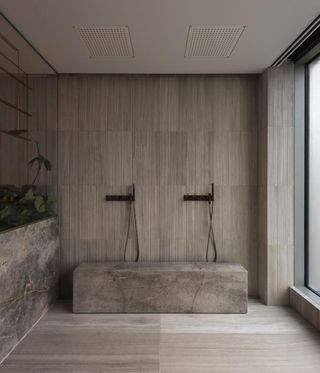 Bespoke bathroom stoneware at the Vancouver House Penthouse