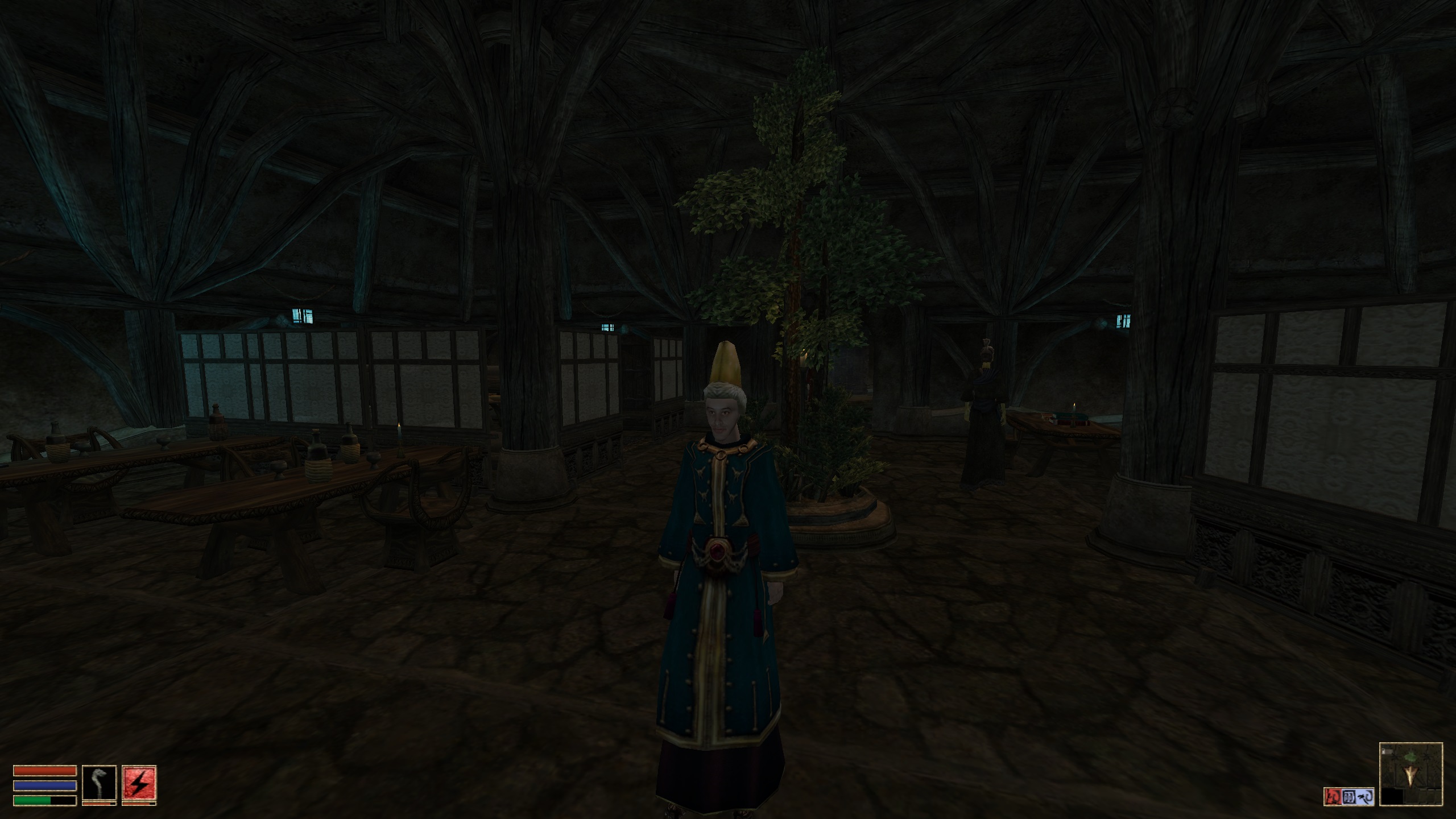 Breton wizard standing in Balmora Mage's Guild