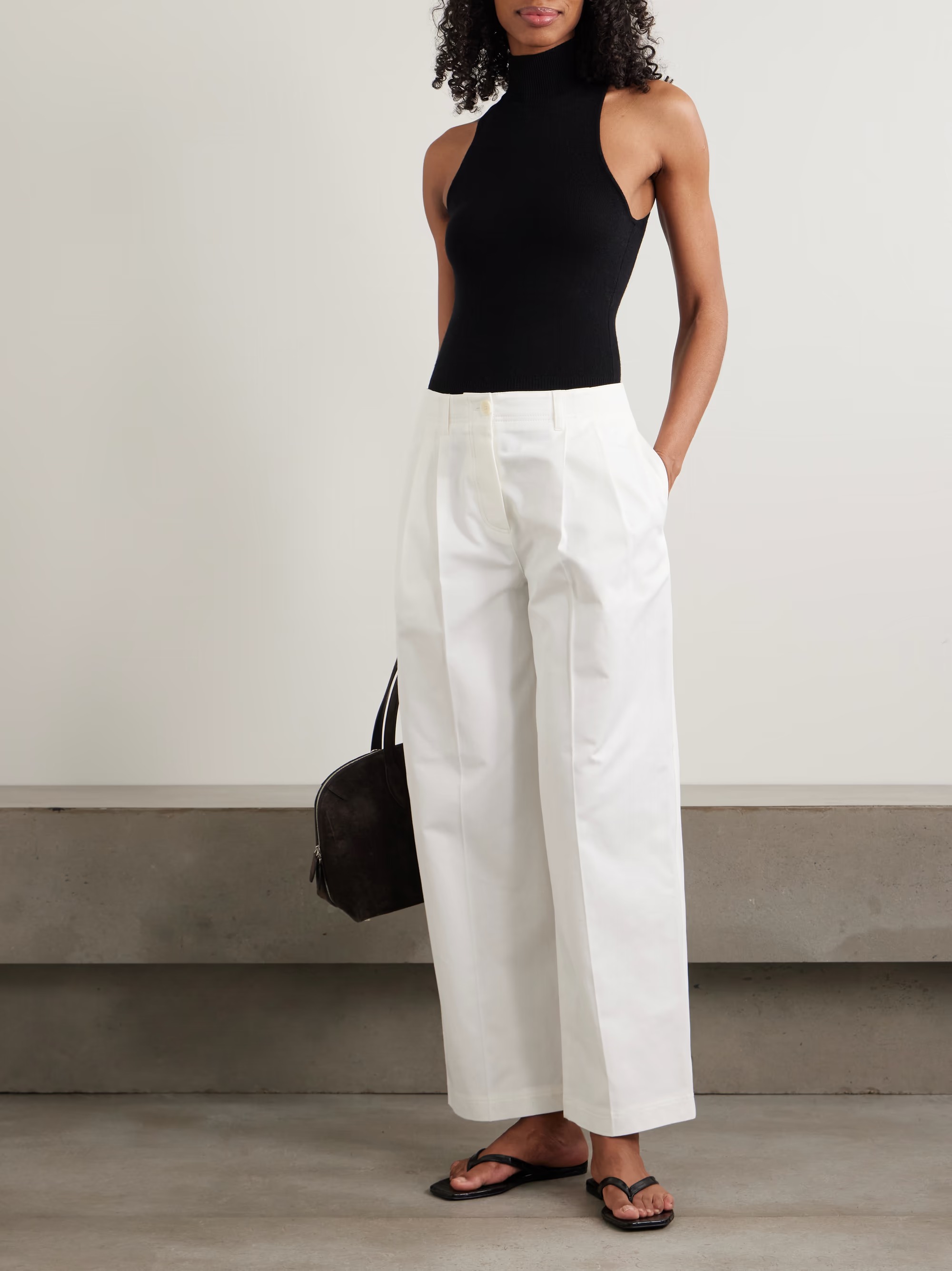 Toteme, Pleated Cotton-Twill Wide-Leg Pants