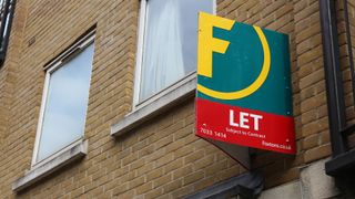 Flat to let displaying Foxtons real estate agency sign in London, UK