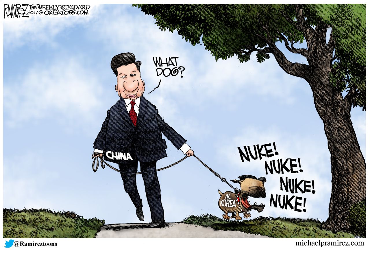 Political Cartoon International China reins in North Korea nuclear weapons