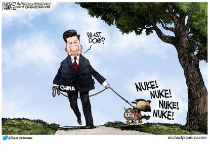 Political Cartoon International China reins in North Korea nuclear weapons