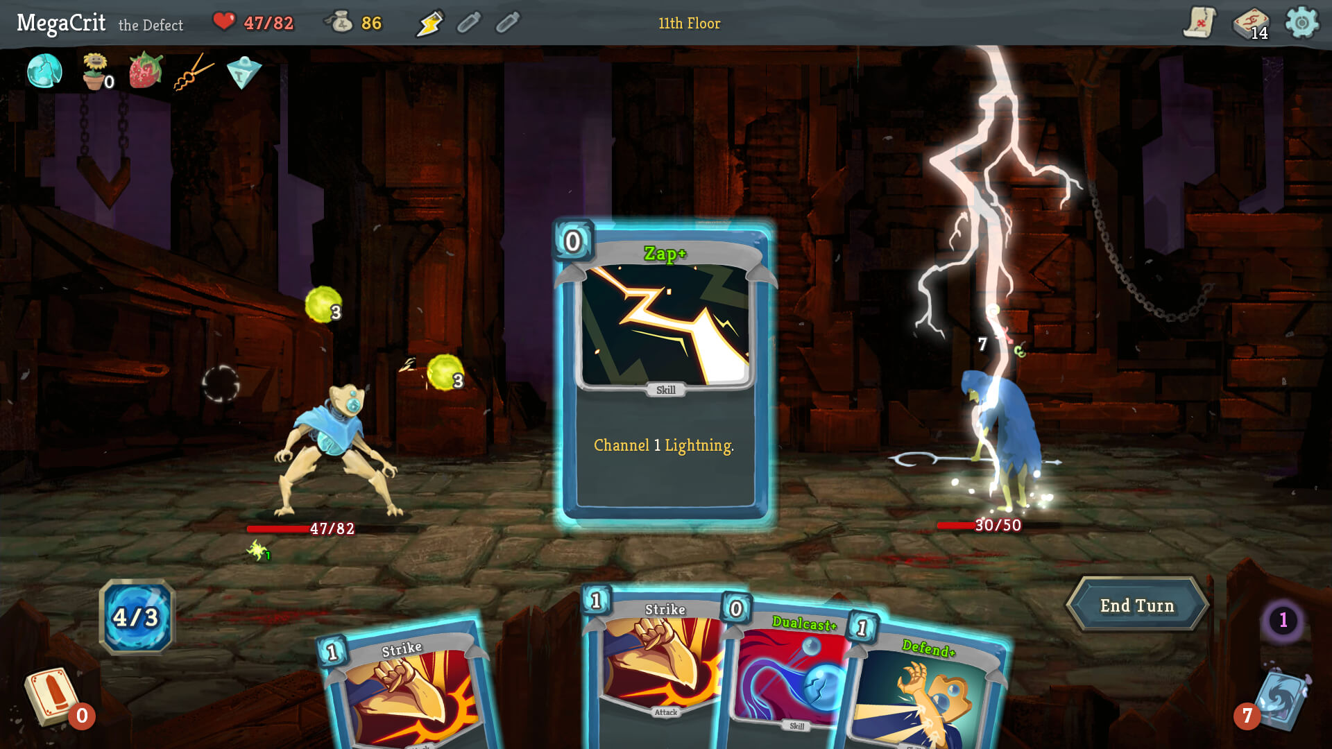 Using a card that summons lightning in Slay the Spire