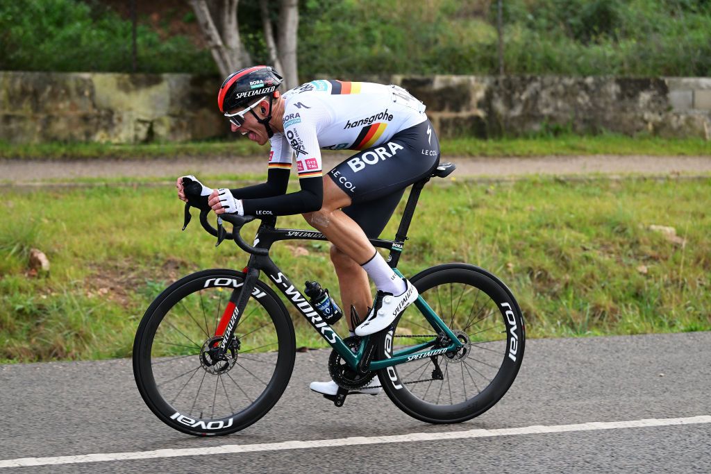 ALCUDIA SPAIN JANUARY 26 Nils Politt of Germany and Team BoraHansgrohe attacks during the 32nd Challenge Ciclista Mallorca 2023 Trofeo Ses Salines Alcdia a 1586km one day race from Ses Salines to Por DAlcdia ChallengeMallorca on January 26 2023 in Alcudia Spain Photo by Dario BelingheriGetty Images