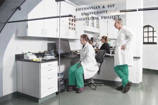 Almost all of the genetic samples collected by the SVF Foundation are processed and stored on-site at their facility in Newport, R.I. SVF staff and faculty from Tuft's Cummings School of Veterinary Medicine collaborate to ensure the farm and laboratory follow strict protocols for sample collection and cryopreservation.