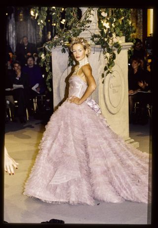 Model walks Christian Dior's Haute Couture Spring 1997 Runway collection designed by John Galliano